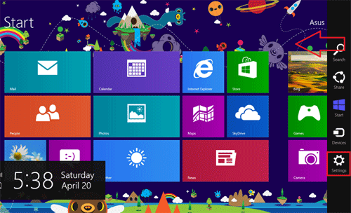 Windows RT Start Screen, Settings